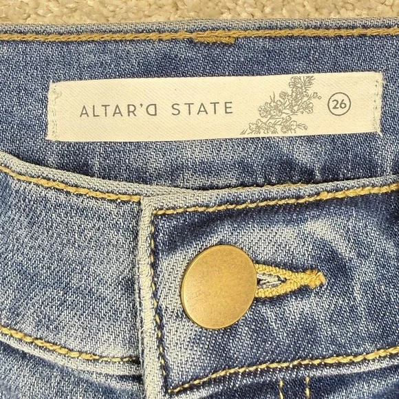 Altar'd State Jeans Womens 26 Blue High Rise Distressed Straight Raw Hem Denim - Picture 3 of 11